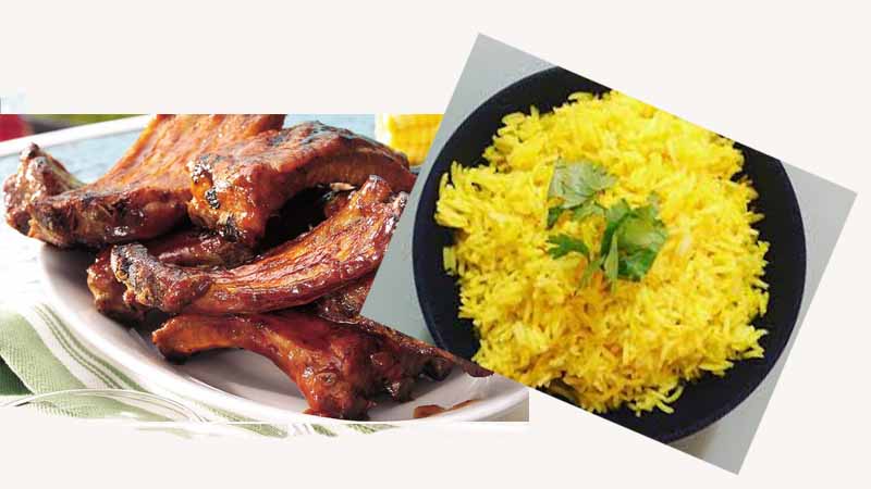 Παϊδάκια ψητά και πιλάφι με σαφράν